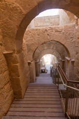 Mount Herodion and the ruins of the fortress of King Herod inside an artificial crater. The Judaean Desert, West Bank. High quality photo