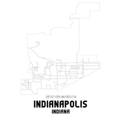 Indianapolis Indiana. US street map with black and white lines.