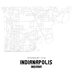 Indianapolis Indiana. US street map with black and white lines.
