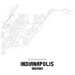 Indianapolis Indiana. US street map with black and white lines.