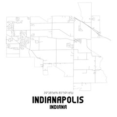 Indianapolis Indiana. US street map with black and white lines.