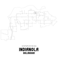 Indianola Oklahoma. US street map with black and white lines.