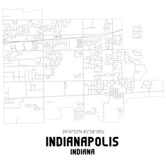 Indianapolis Indiana. US street map with black and white lines.