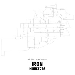 Iron Minnesota. US street map with black and white lines.