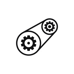 Line icon for auto timing belt illustrations with editable strokes. This graphic has customizable stroke width.