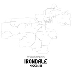 Irondale Missouri. US street map with black and white lines.