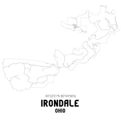 Irondale Ohio. US street map with black and white lines.