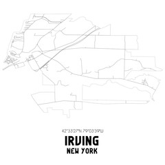 Irving New York. US street map with black and white lines.