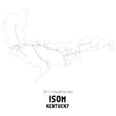Isom Kentucky. US street map with black and white lines.