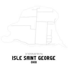 Isle Saint George Ohio. US street map with black and white lines.