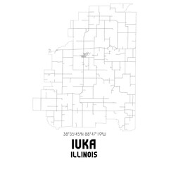 Iuka Illinois. US street map with black and white lines.