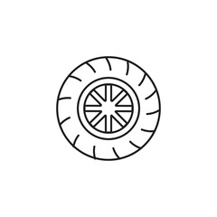 Tyres linear icon. Car service thin line customizable illustration. Contour symbol