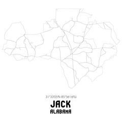 Jack Alabama. US street map with black and white lines.