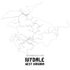 Ivydale West Virginia. US street map with black and white lines.