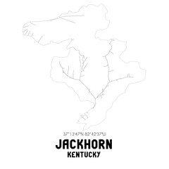 Jackhorn Kentucky. US street map with black and white lines.
