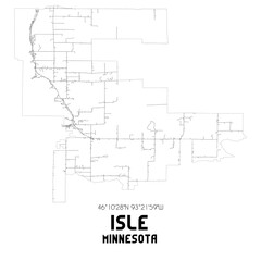 Isle Minnesota. US street map with black and white lines.