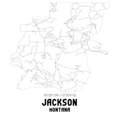Obraz premium Jackson Montana. US street map with black and white lines.