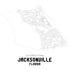Jacksonville Florida. US street map with black and white lines.