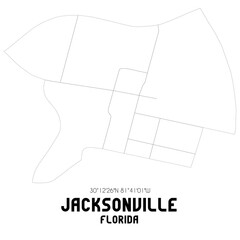 Jacksonville Florida. US street map with black and white lines.