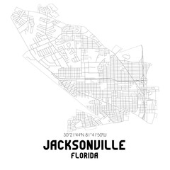 Jacksonville Florida. US street map with black and white lines.