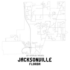 Jacksonville Florida. US street map with black and white lines.