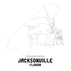 Jacksonville Florida. US street map with black and white lines.