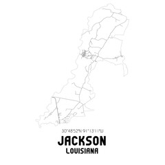 Jackson Louisiana. US street map with black and white lines.