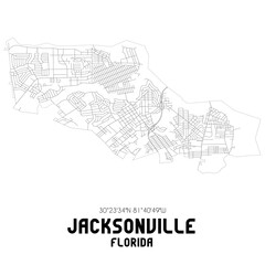Jacksonville Florida. US street map with black and white lines.