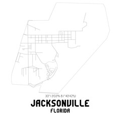 Jacksonville Florida. US street map with black and white lines.