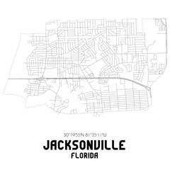 Fototapeta na wymiar Jacksonville Florida. US street map with black and white lines.