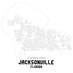Jacksonville Florida. US street map with black and white lines.
