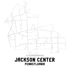Jackson Center Pennsylvania. US street map with black and white lines.