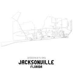 Jacksonville Florida. US street map with black and white lines.