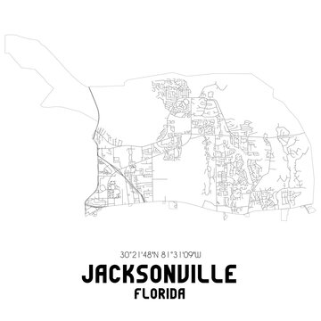 Jacksonville Florida. US street map with black and white lines.