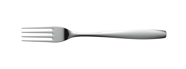 Silver fork isolated on white. 3d illustration. Single object. - obrazy, fototapety, plakaty