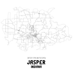 Jasper Indiana. US street map with black and white lines.