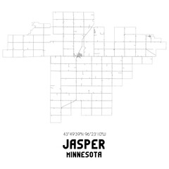 Jasper Minnesota. US street map with black and white lines.