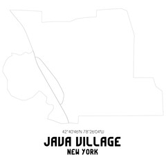 Java Village New York. US street map with black and white lines.