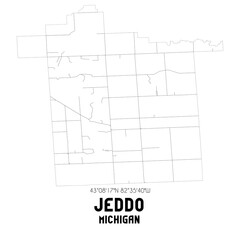 Jeddo Michigan. US street map with black and white lines.