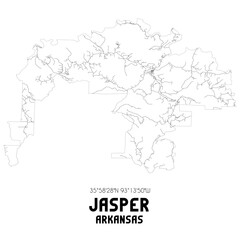 Jasper Arkansas. US street map with black and white lines.