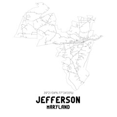 Jefferson Maryland. US street map with black and white lines.