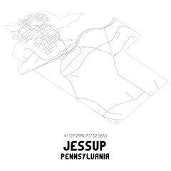 Jessup Pennsylvania. US street map with black and white lines.