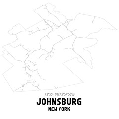 Johnsburg New York. US street map with black and white lines.