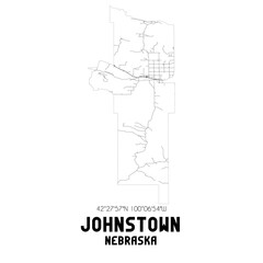 Johnstown Nebraska. US street map with black and white lines.