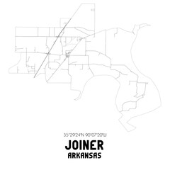 Joiner Arkansas. US street map with black and white lines.
