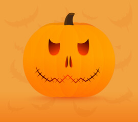 Pumpkin with skeleton face for Halloween.