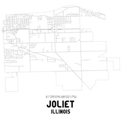 Joliet Illinois. US street map with black and white lines.