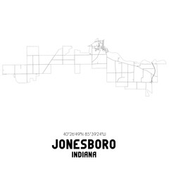 Jonesboro Indiana. US street map with black and white lines.