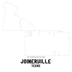 Joinerville Texas. US street map with black and white lines.