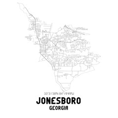 Jonesboro Georgia. US street map with black and white lines.